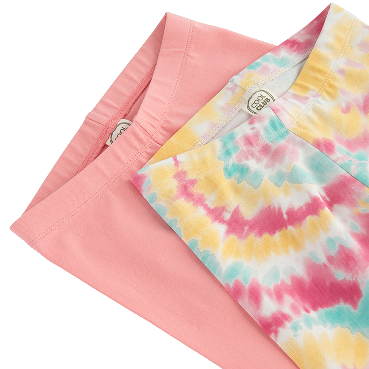 Tie dye and light pink leggings- 2 pack