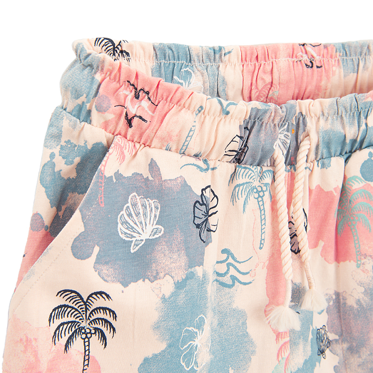 Pink shorts with seaside prints