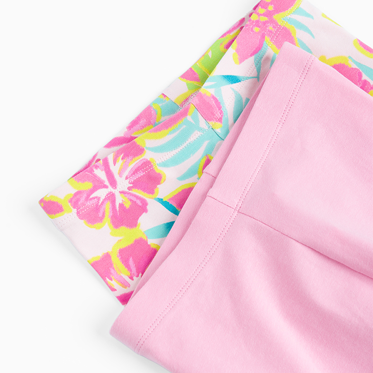 Pink and floral leggings- 2 pack