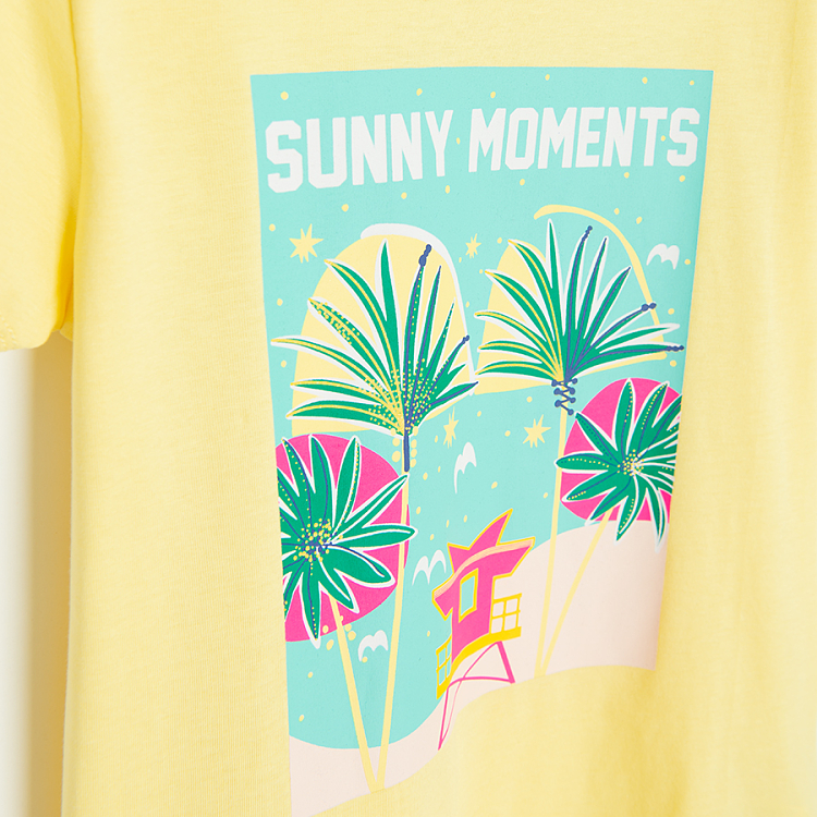 Yellow T-shirt with Sunny Moments print