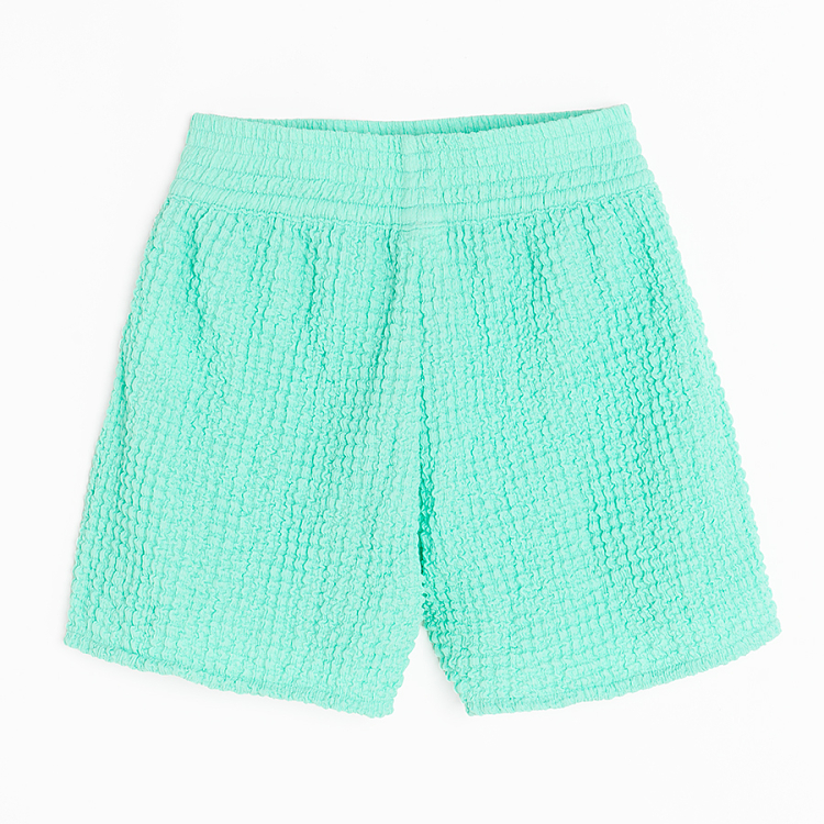 Turquoise shorts with elastic waist