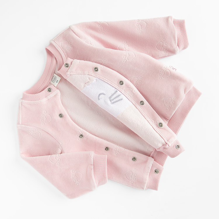 Pink button through sweatshirt with kitten print