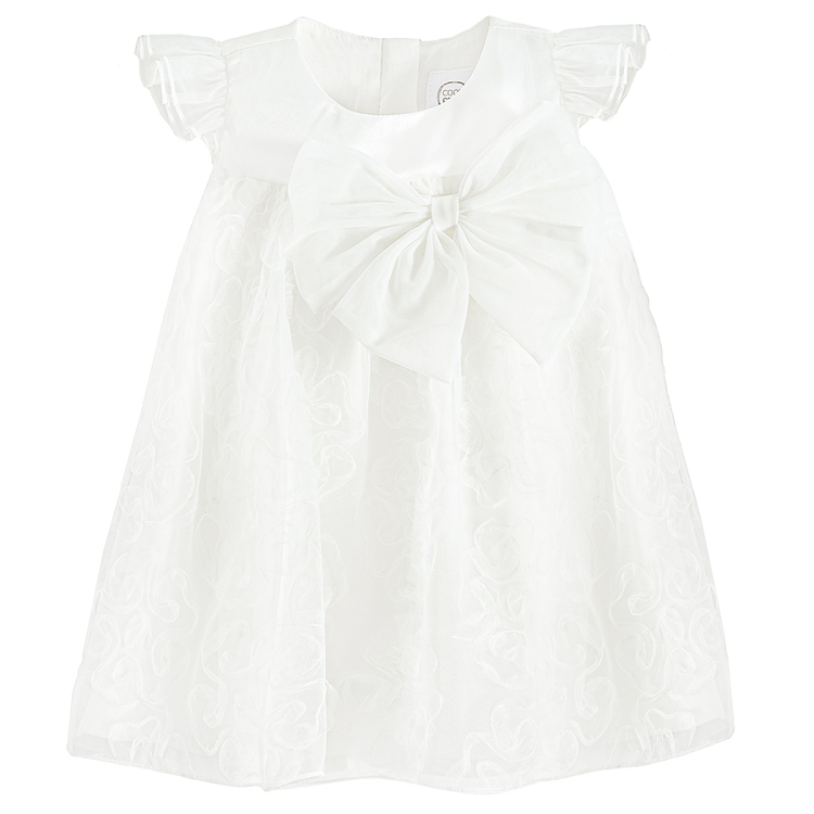 White short sleeve dress with bow on the side