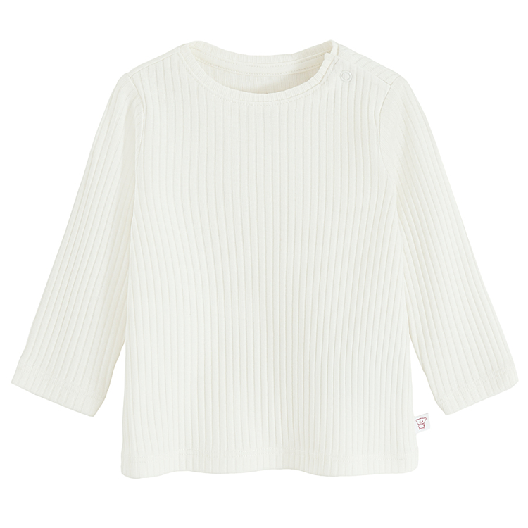 White long sleeve ribbed blouse