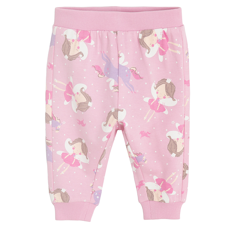 Pink sweats set with princesses print- 2 piece