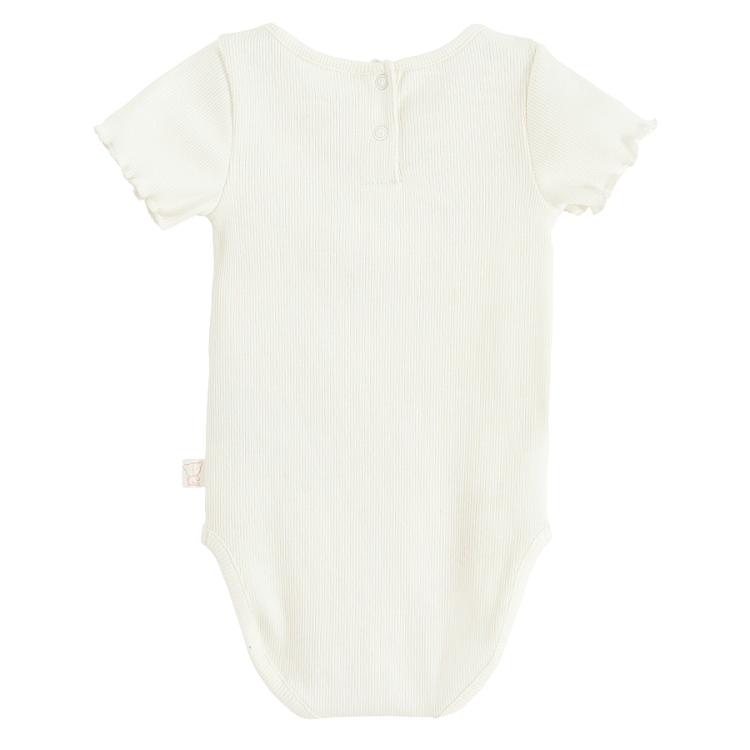 Ecru short sleeve bodysuit with bow