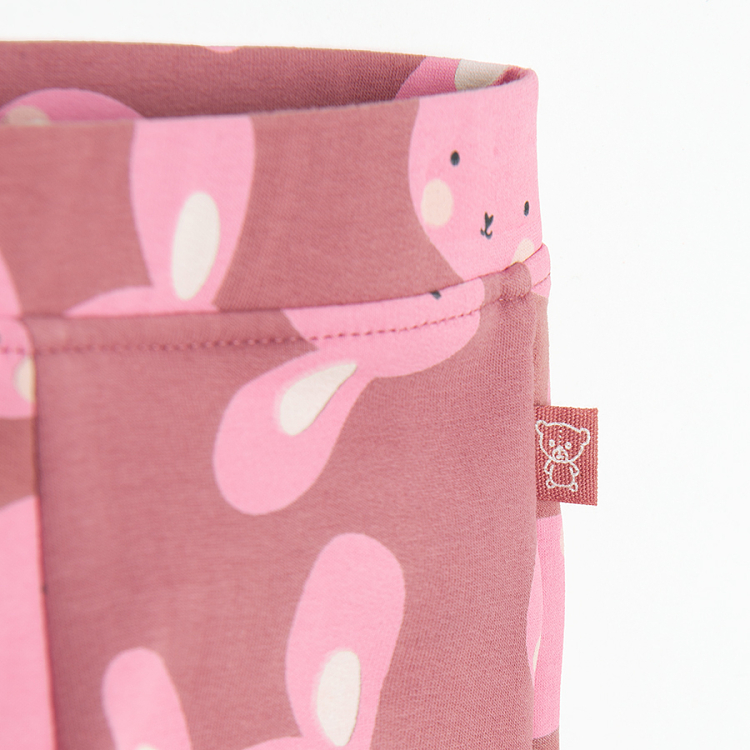 Warm pink jeggings with bunnies print