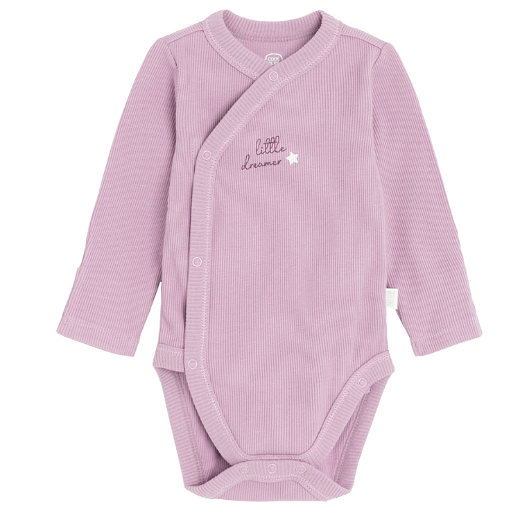 Purple and violet wrap long sleeve bodysuits with ducks print