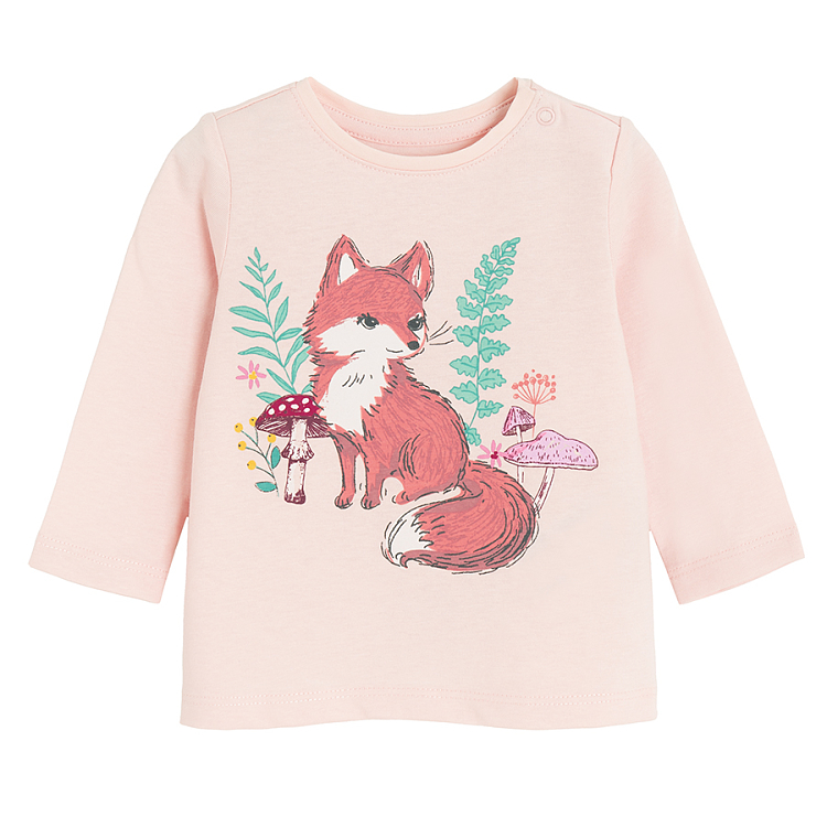 Floral, pink with fox print and fuchia blouses- 3 pack