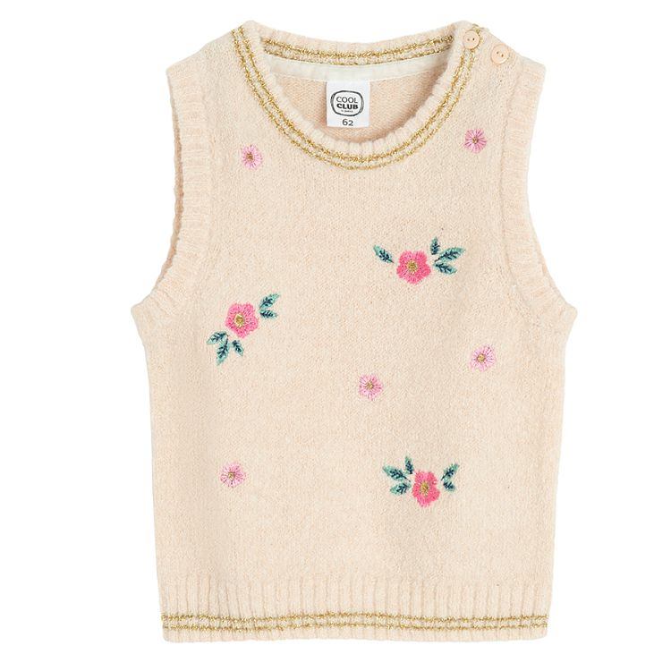 Ecru vest with small flowers