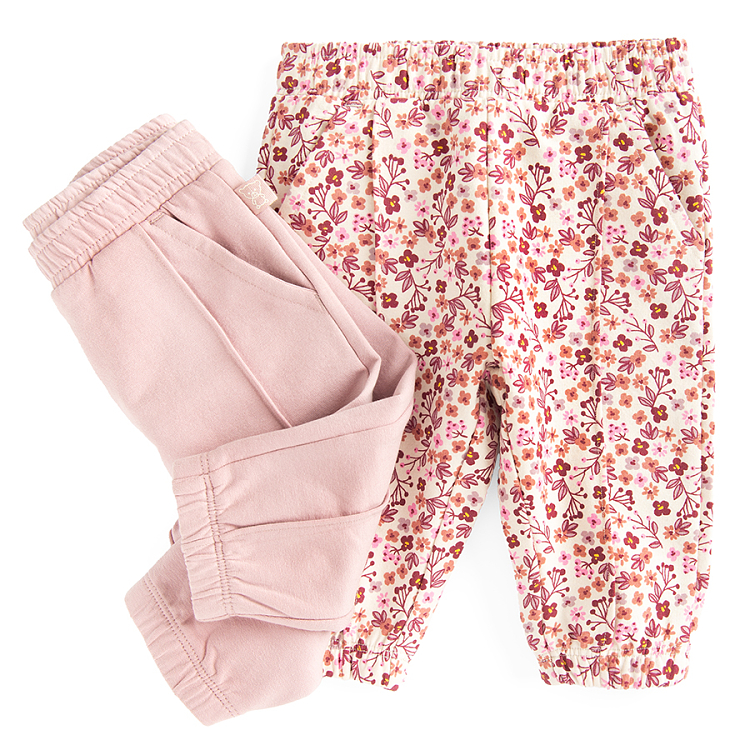 Floral and violet jogging pants- 2 pack