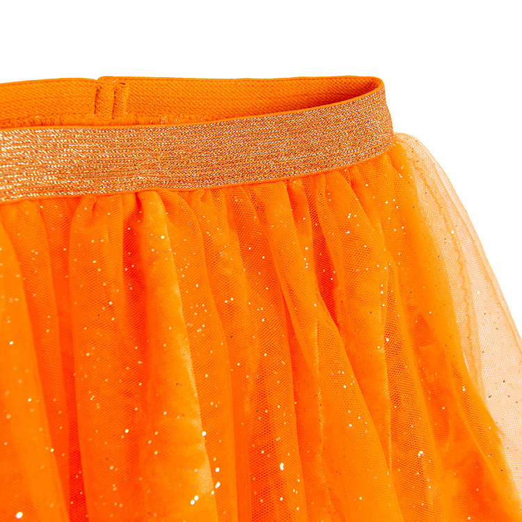 Orange tulle skirt with shiny belt