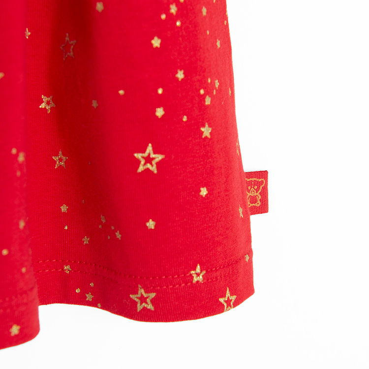 Red long sleeve dress with stars print