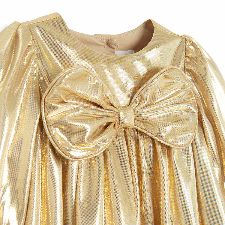 Gold long sleeve dress with big bow