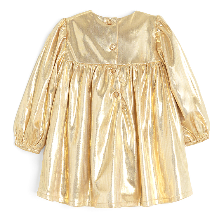 Gold long sleeve dress with big bow