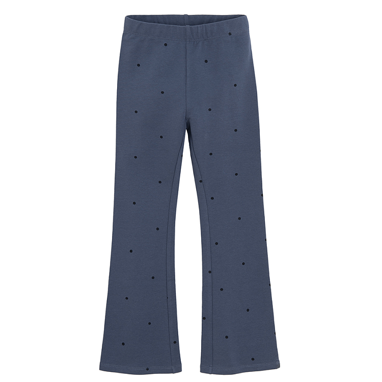 Blue wide leg leggings with dots print