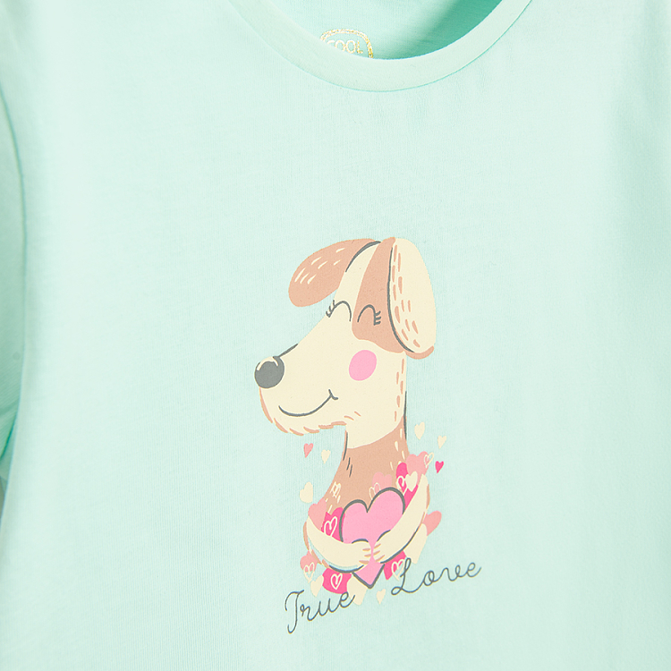 Light green T-shirt with dog print