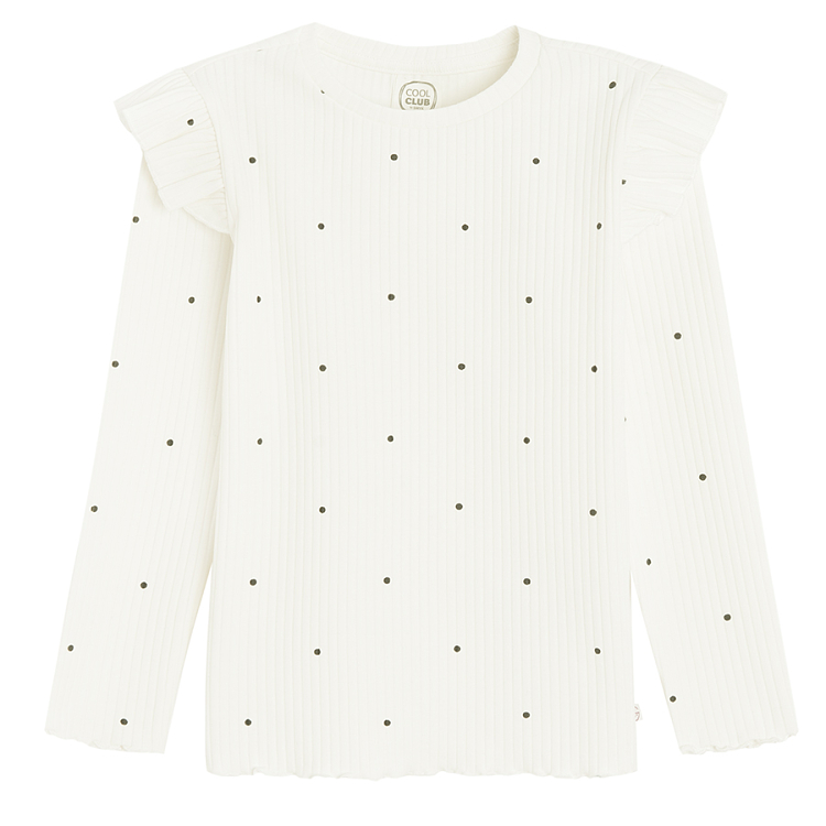 Burugunly and white polka dot long sleeve blouses - 2 pack