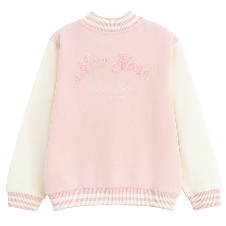 Pink with white sleeves sweatshirt with ballet shoes print