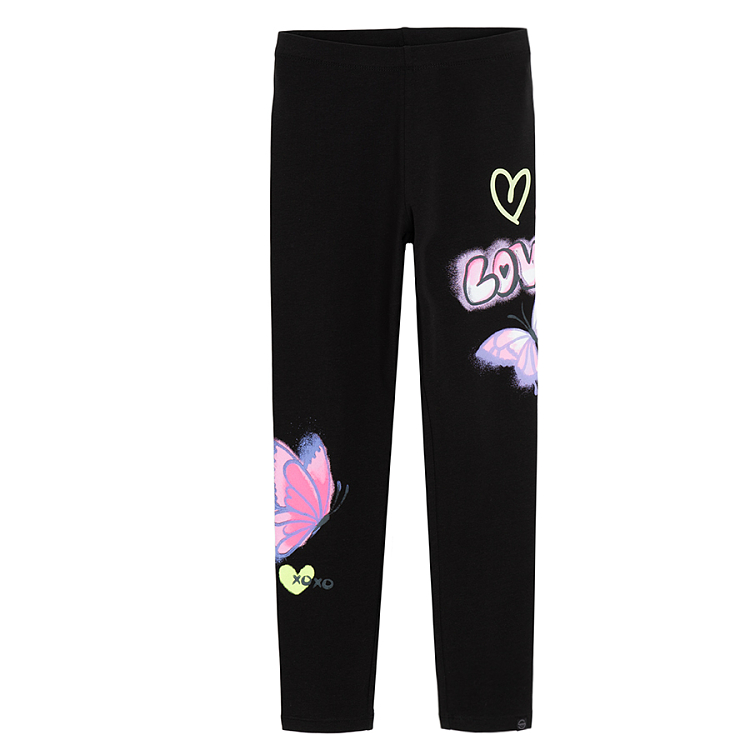 Dark grey and pink leggings with LOVE prints- 2 pack