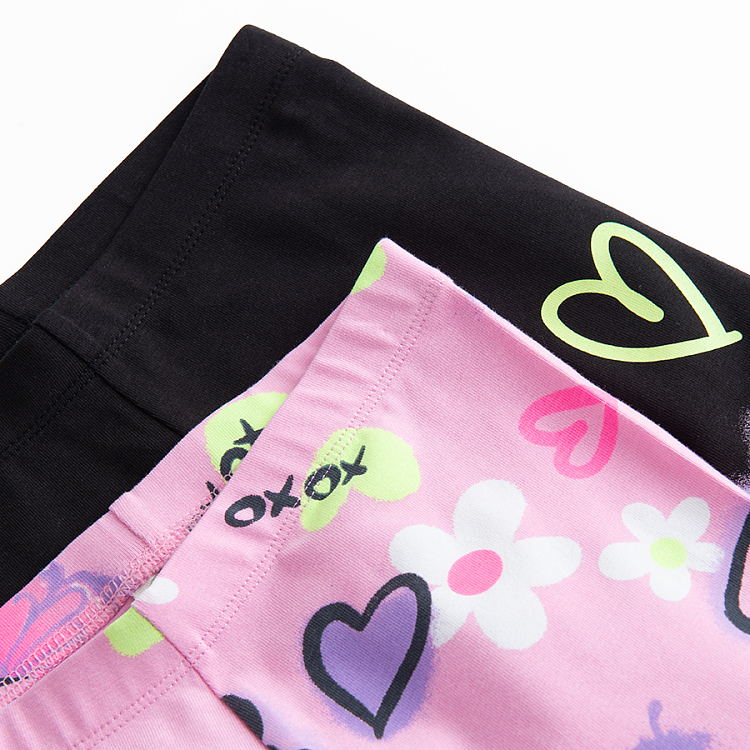 Dark grey and pink leggings with LOVE prints- 2 pack