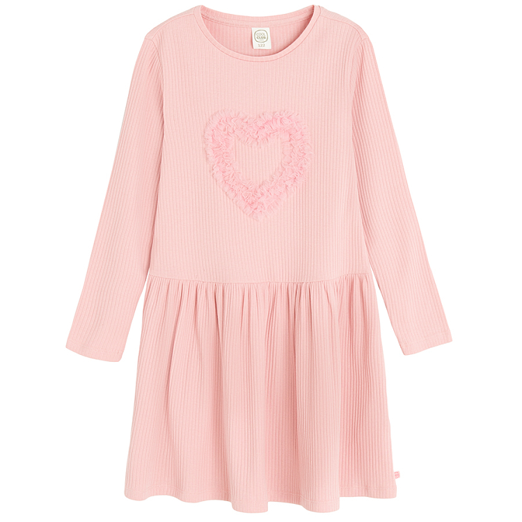 Dusty pink long sleeve dress with heart print