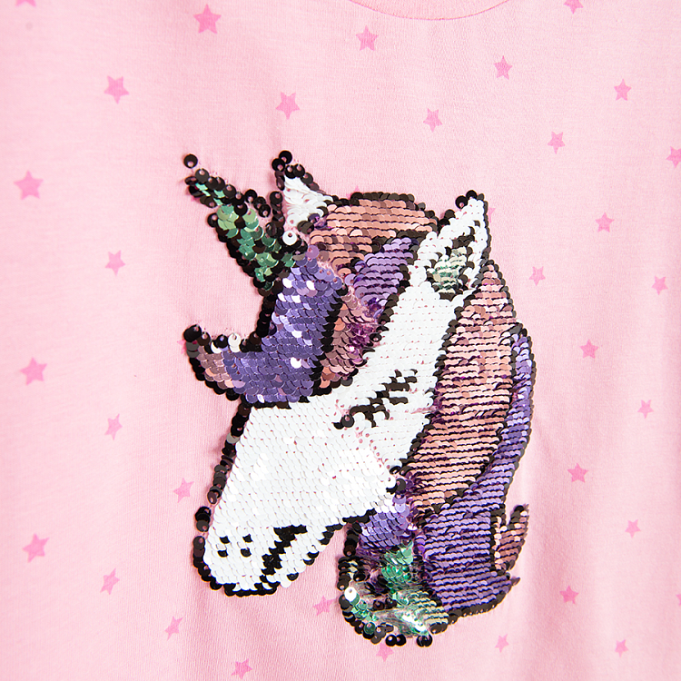 Pink long sleeve blouse with unicorn print