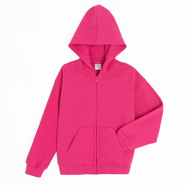 Pink zip through hooded sweatshirt