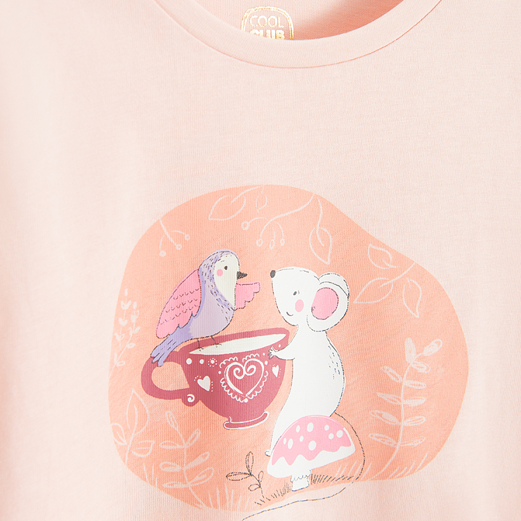 Pink blouse with mice print