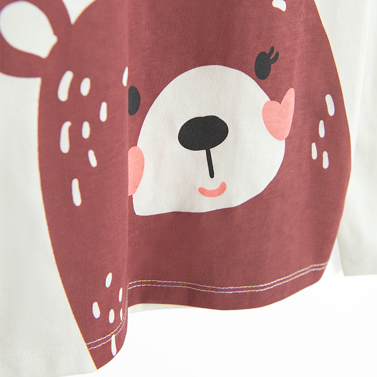 White blouse with bear and fabulous print