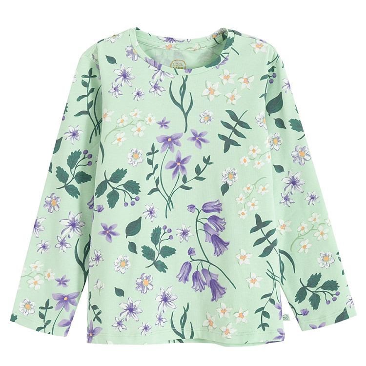 Green floral blouse