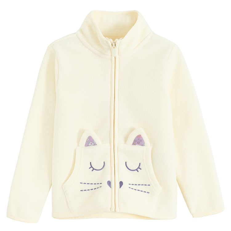 Light grey zip through sweatshirt with cat pockets