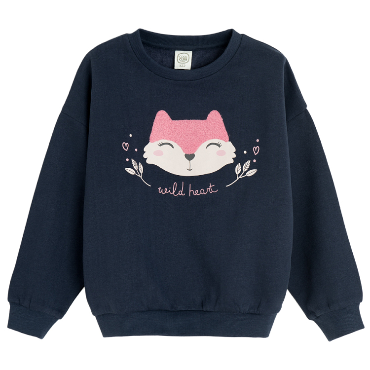 Dark blue sweatshirt with fox print