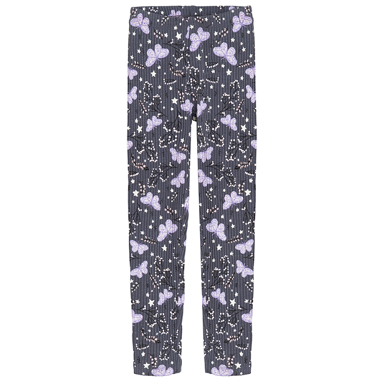 Black and grey with butterflies print leggings- 2 pack