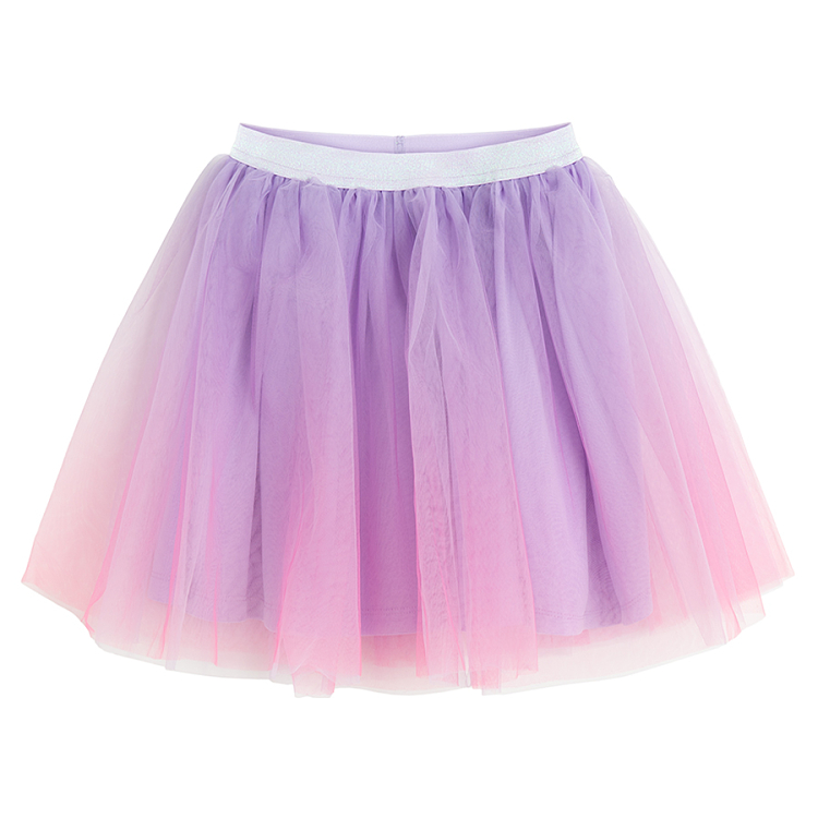 Purple sweatshirt withbuttrfly print and tulle skirt set- 2 pieces