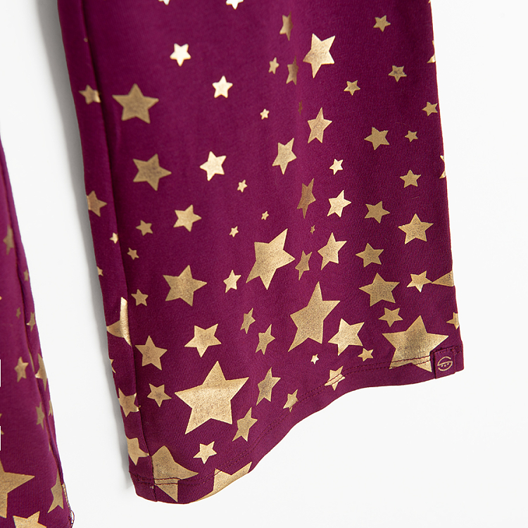 Purple wide leg leggings with stars print