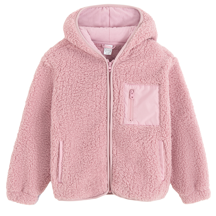 Pink zip through hooded sweatshirt