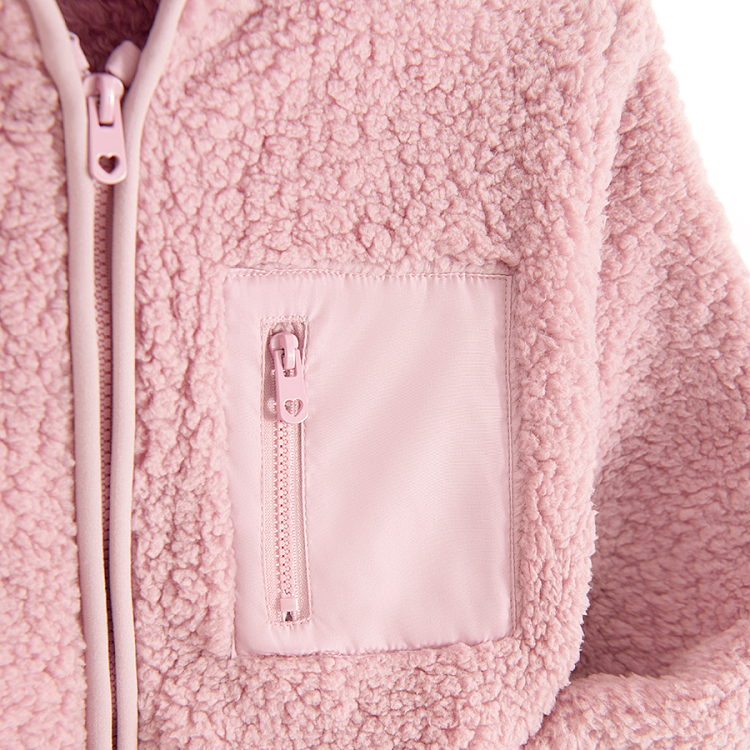 Pink zip through hooded sweatshirt