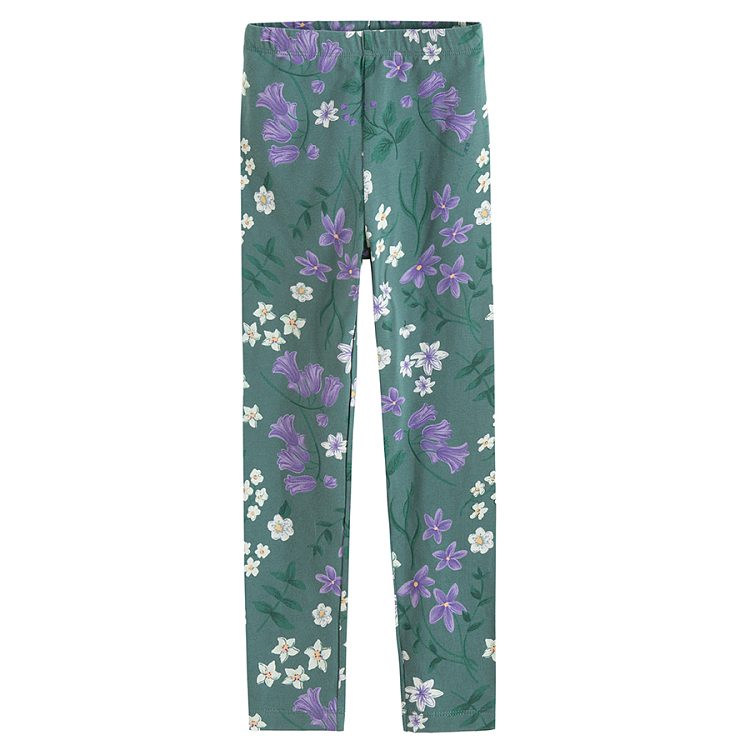 Sweatshirt and green floral leggings set - 2 pieces