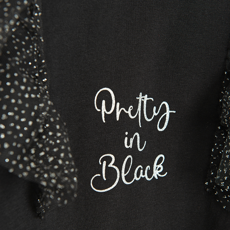 Black blouse with tulle and Pretty in Black print