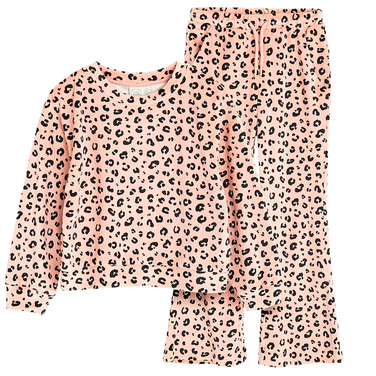 Pink animal print jogging set, sweatshirt and pants