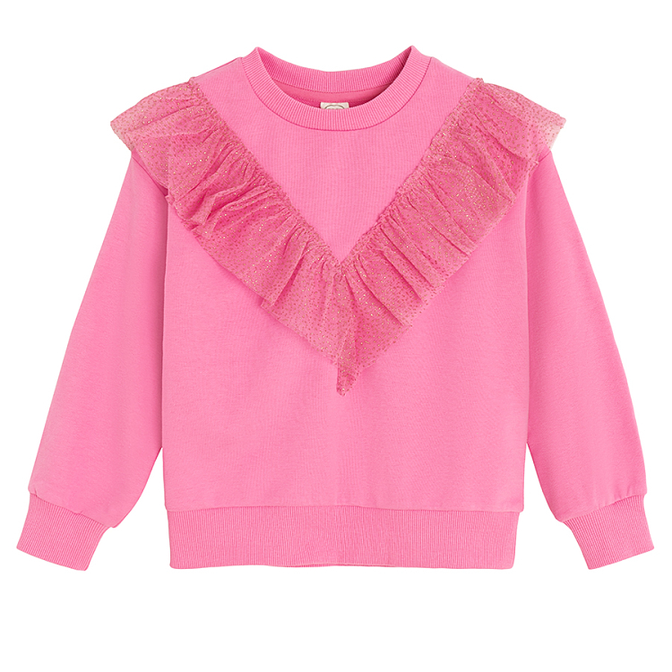 Pink sweatshirt with ruffles