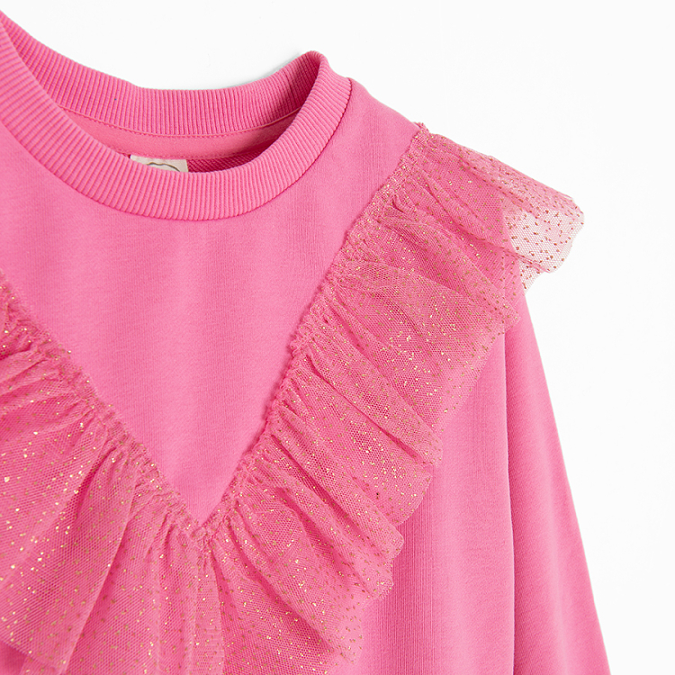 Pink sweatshirt with ruffles