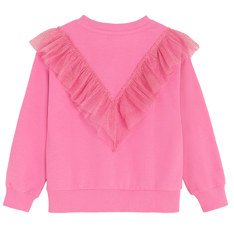 Pink sweatshirt with ruffles