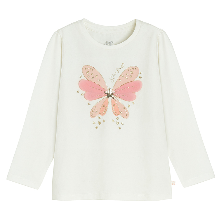 White blouse with buttefly print