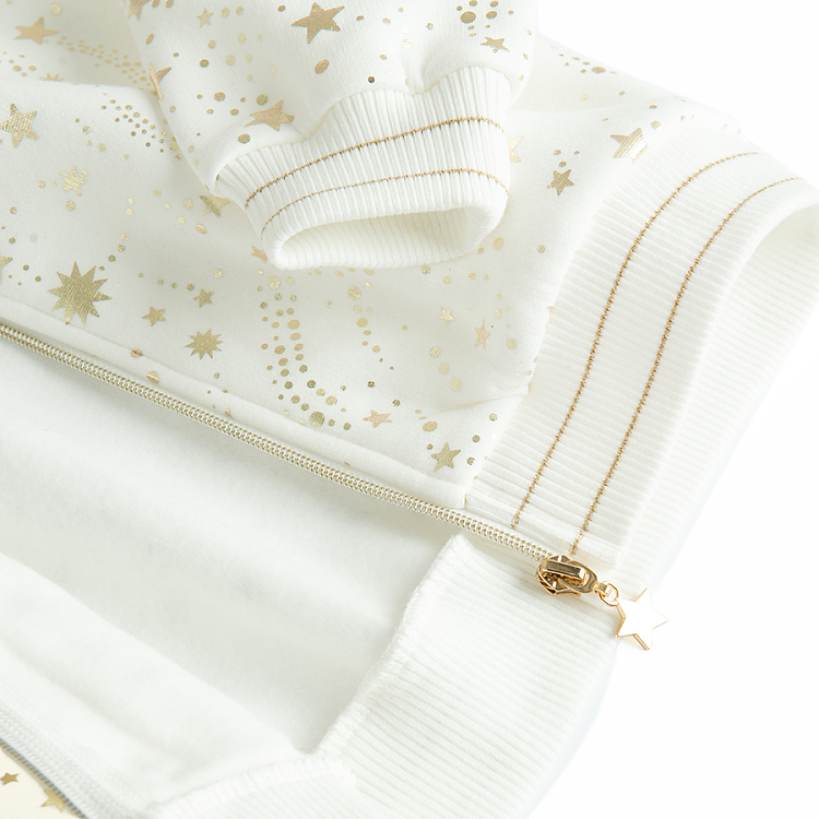 White zip through sweatshirt with stars pattern