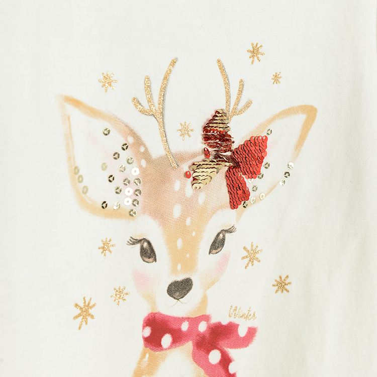 White blouse with raindeer print