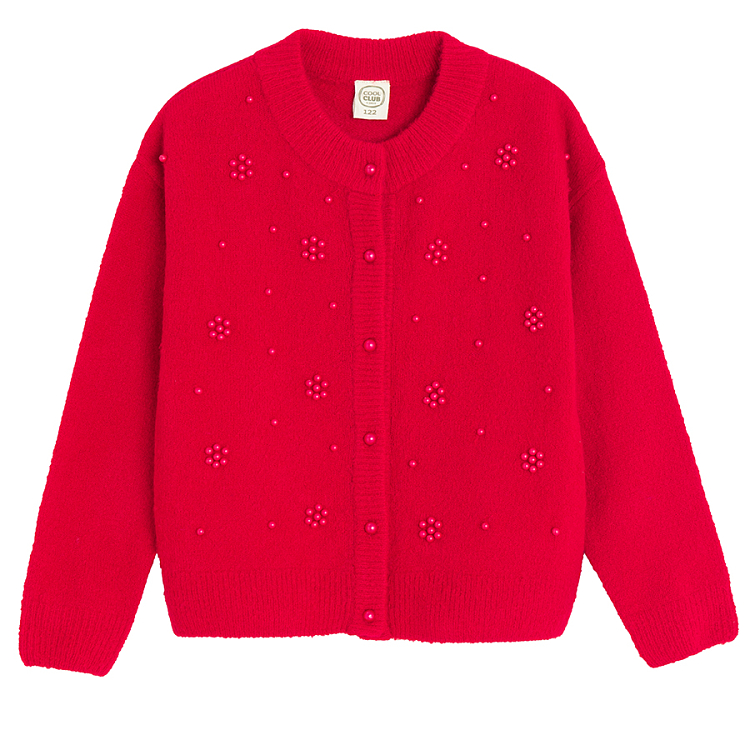 Red classic buttons cardigan