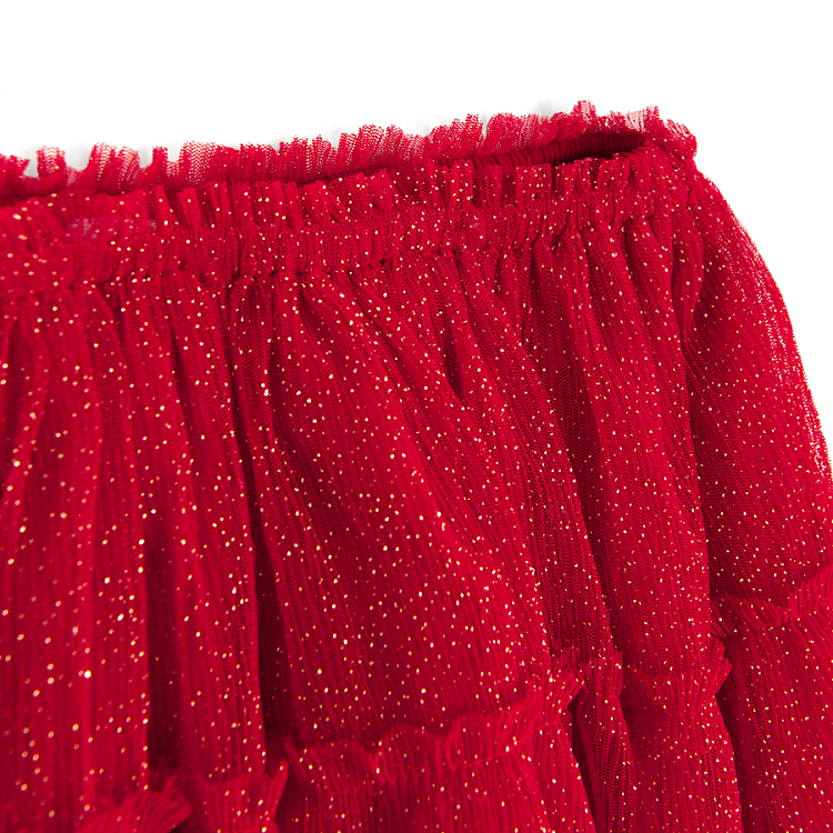 Red velvet skirt