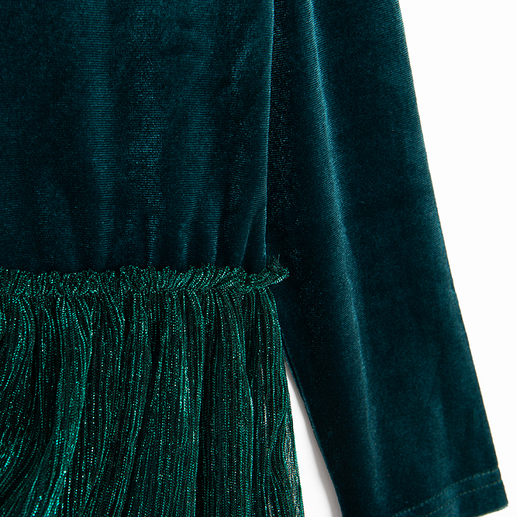 Green dress with pleated skirt